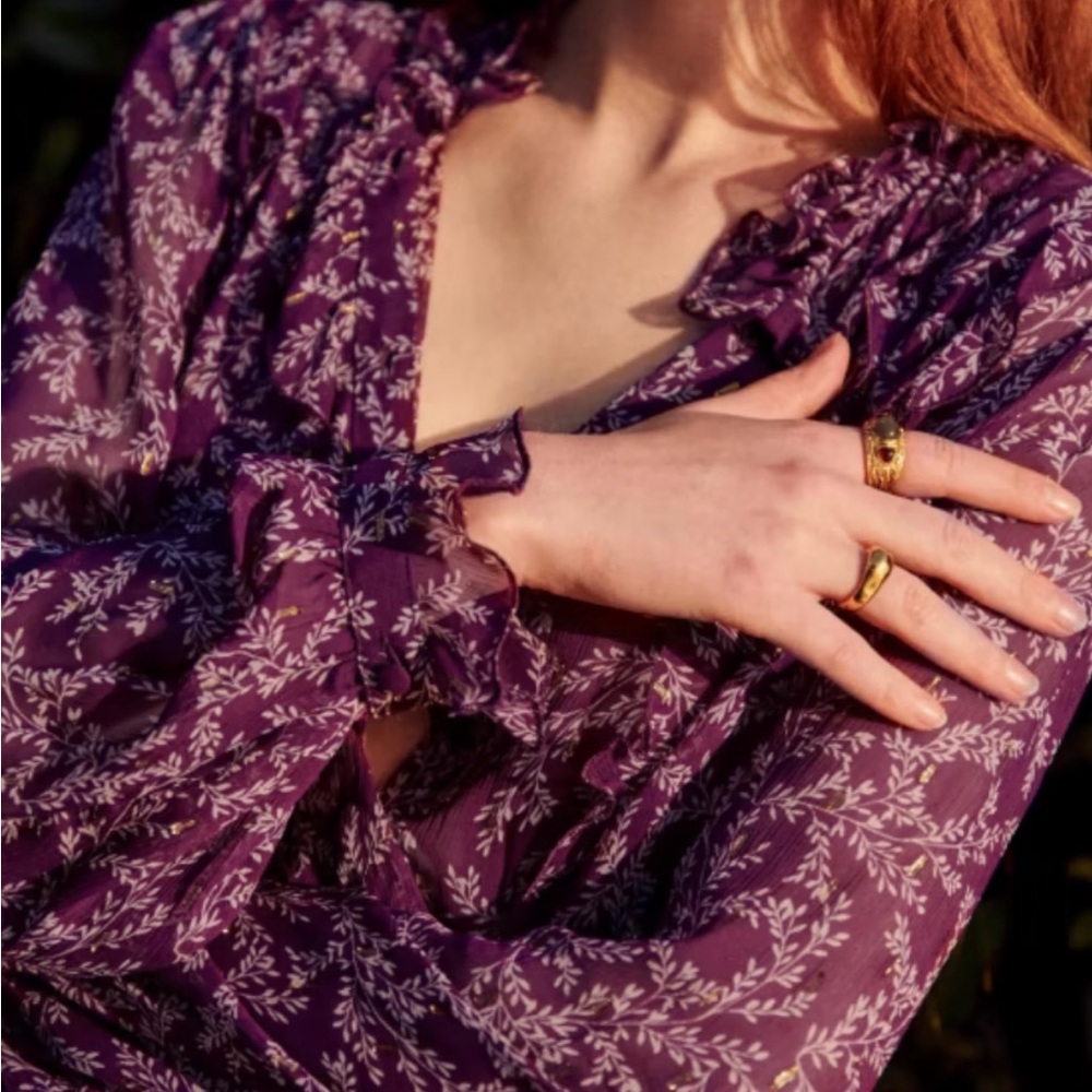 Sezane Celine Blouse - Purple - Size 6/38